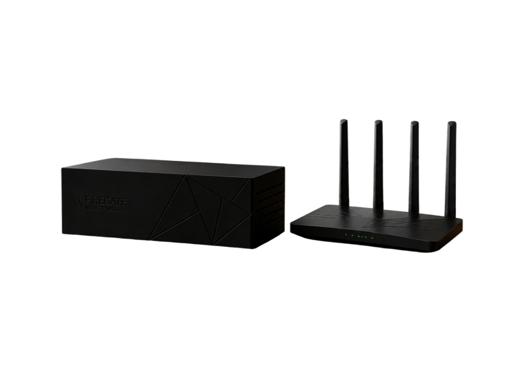 Firegate Business network security box with Virgin Media router for small business internet protection